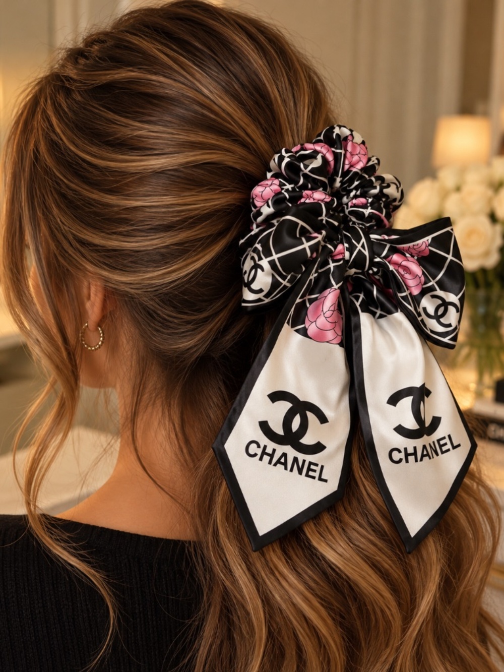 Luxury CC Style Black Scrunchie
